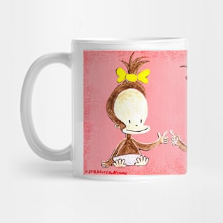 Two Baby Ape Girls on Pink Mug